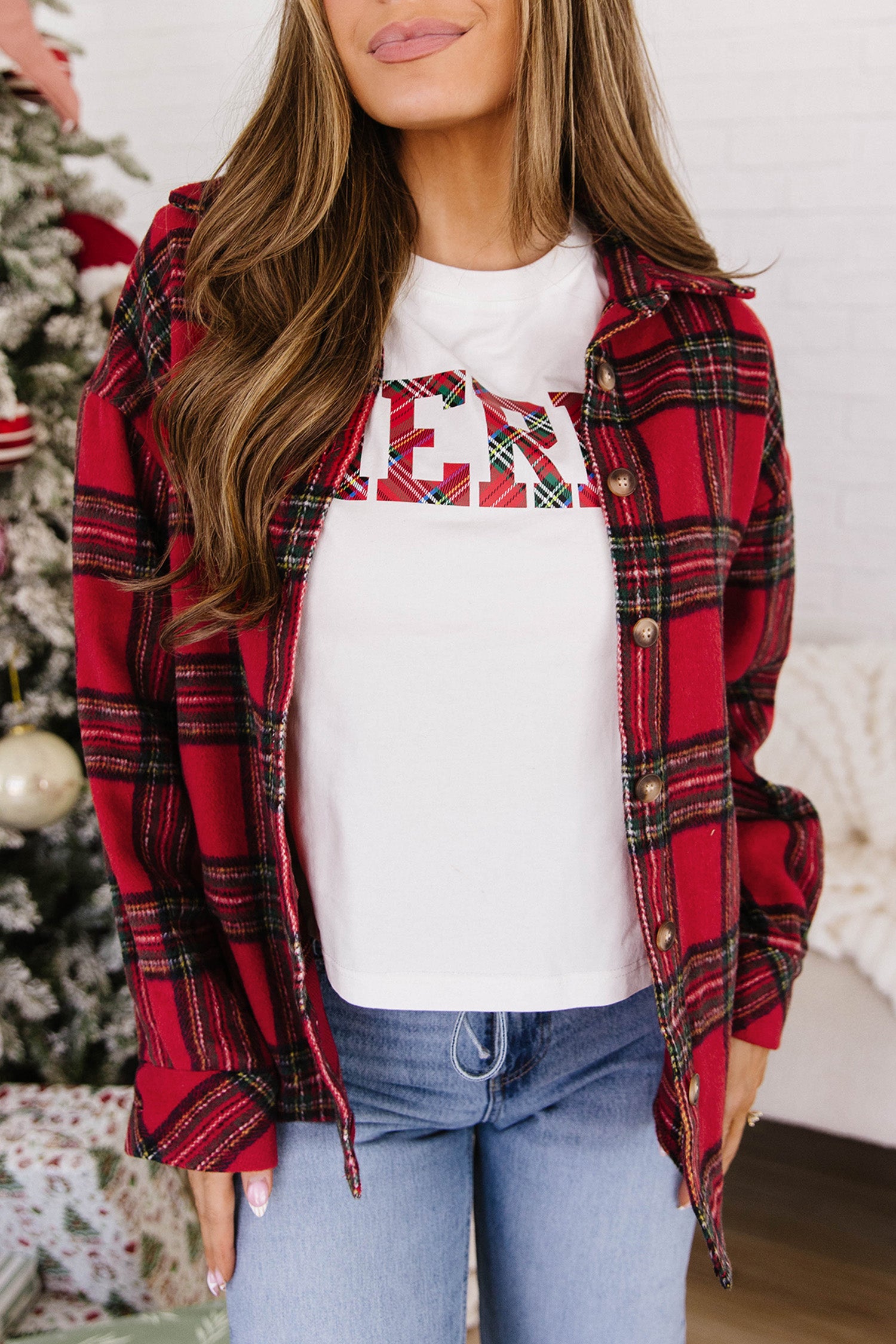 Red Plaid Button-up