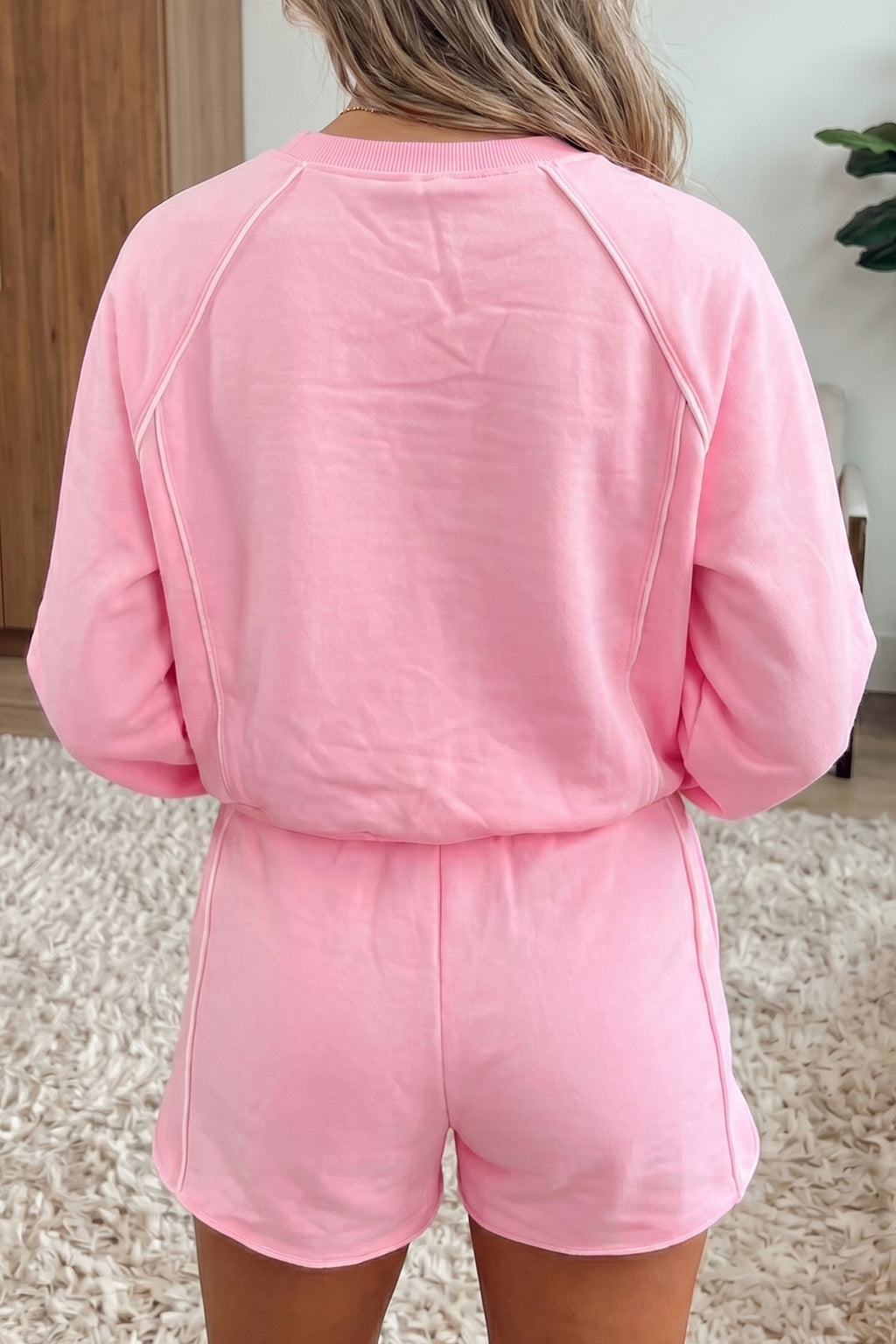Pink Piping Shirt and Short Set
