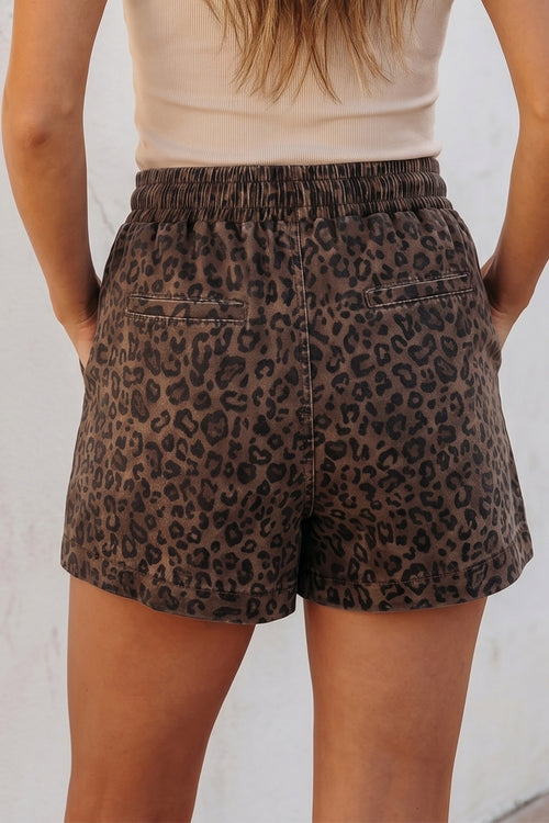 Brown Leopard Print Skort