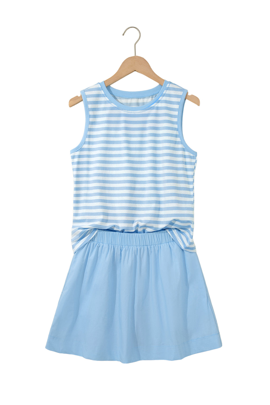 Sky Blue Stripe Tank & Mini Skort Set