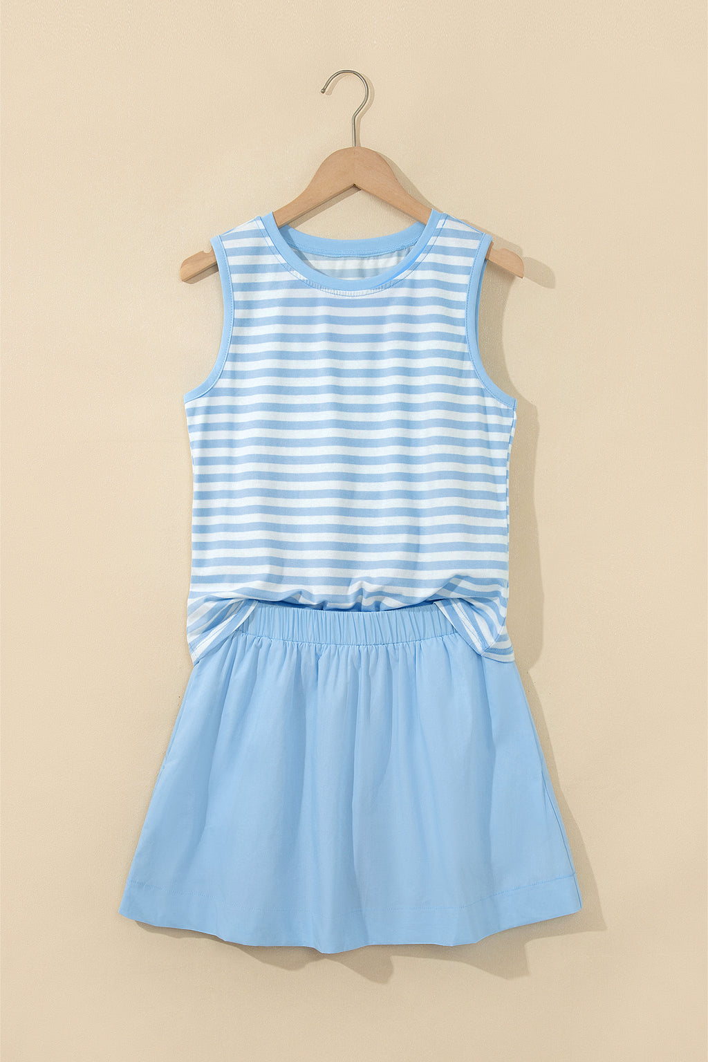 Sky Blue Stripe Tank & Mini Skort Set
