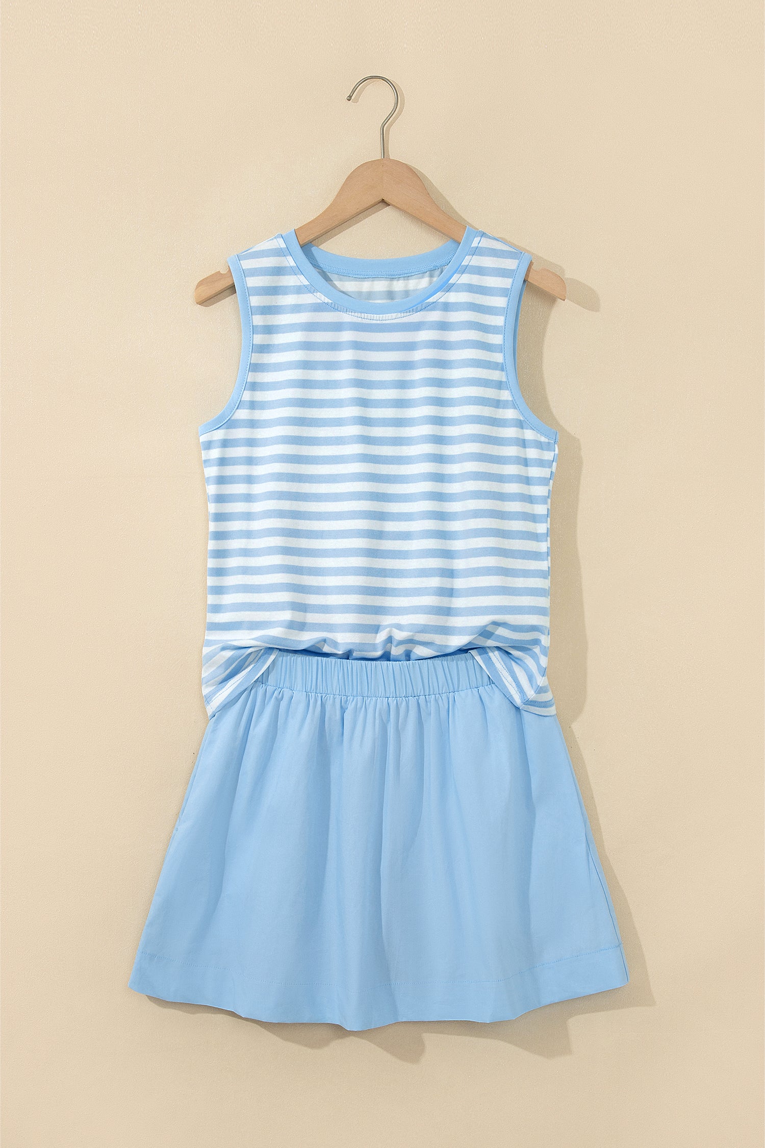 Sky Blue Stripe Tank & Mini Skort Set