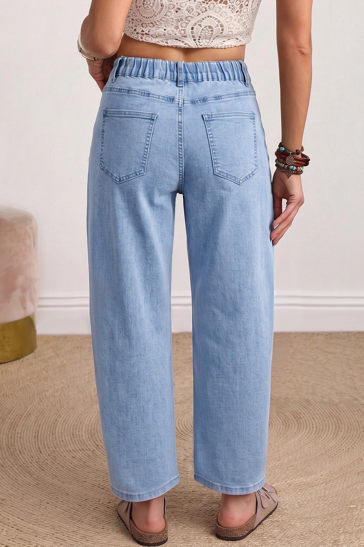 Ankle-length Barrel Jeans