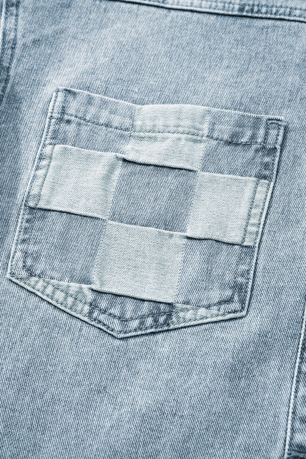 Beau Blue Denim Checkered Pattern Jacket