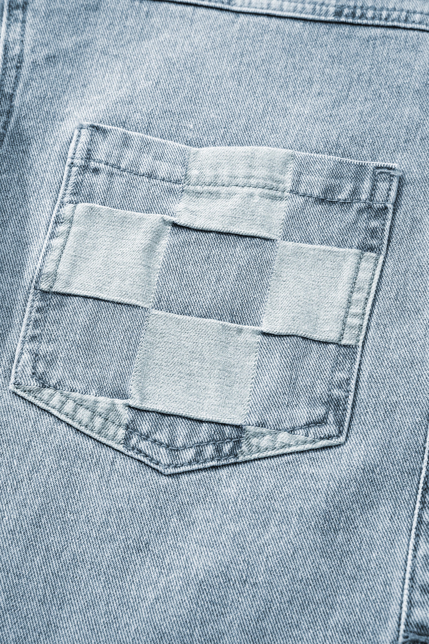 Beau Blue Denim Checkered Pattern Jacket