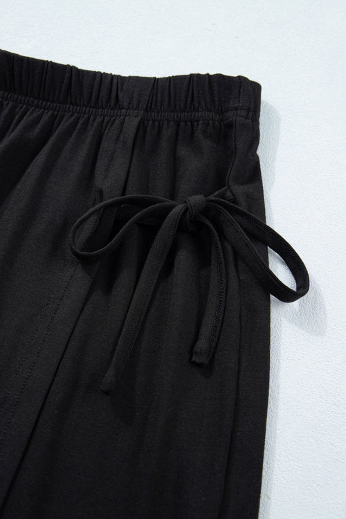 Black Oversize Tee with Wrap Mini Skort