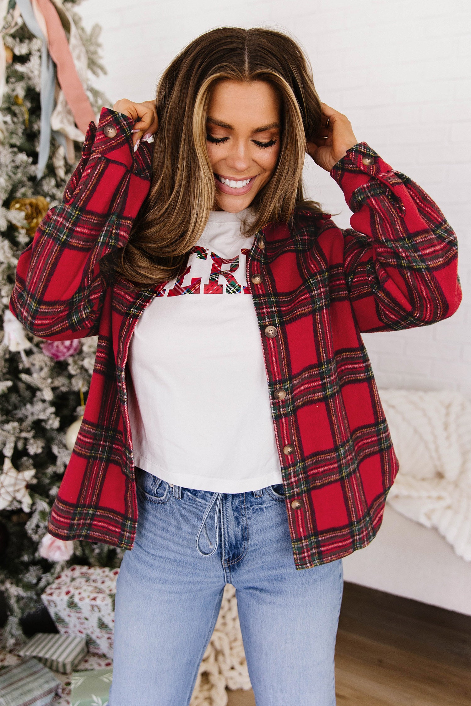 Red Plaid Button-up