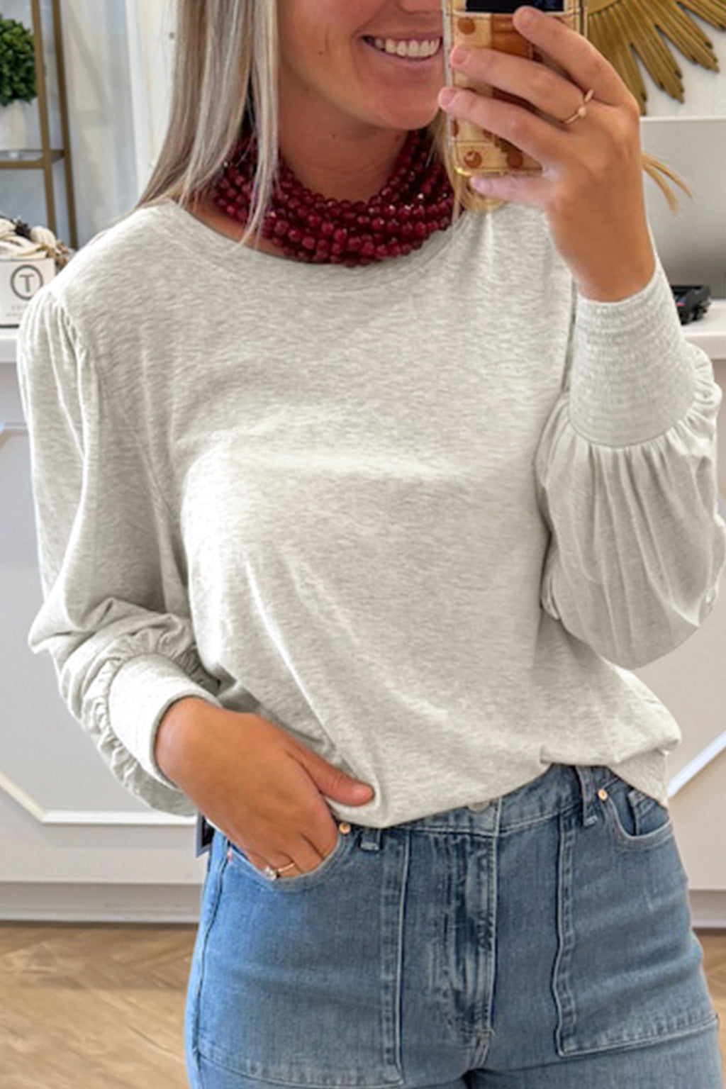 Oatmeal Sleeve Top