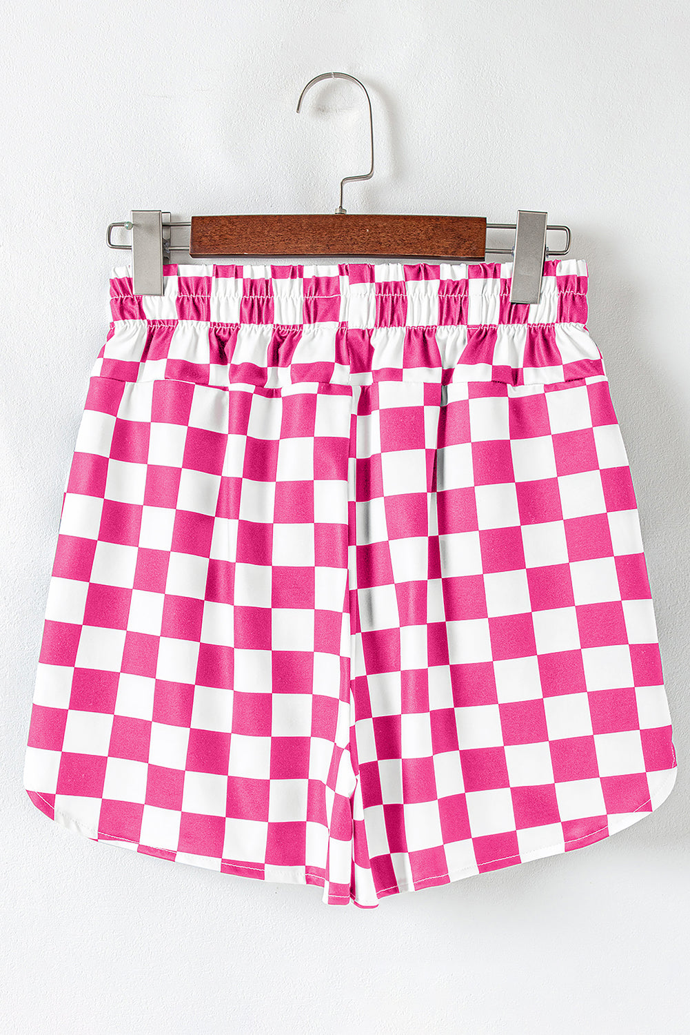 Checkered Print High Waist Casual Shorts