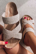 Beige Woven Sandals