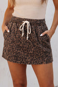 Brown Leopard Print Skort