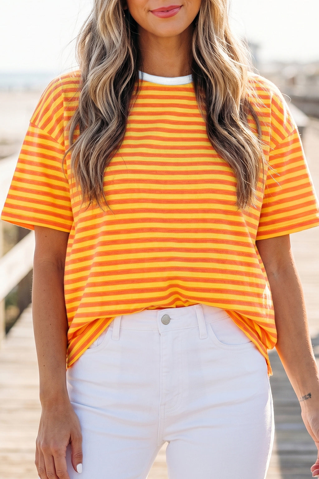 Stripe Contrast Loose Tee