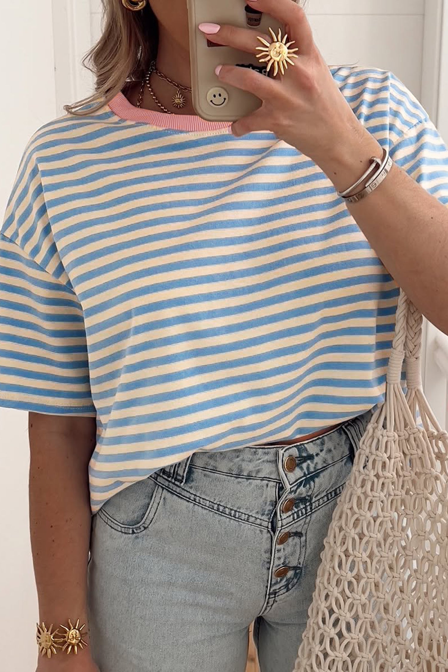 Stripe Contrast Loose Tee