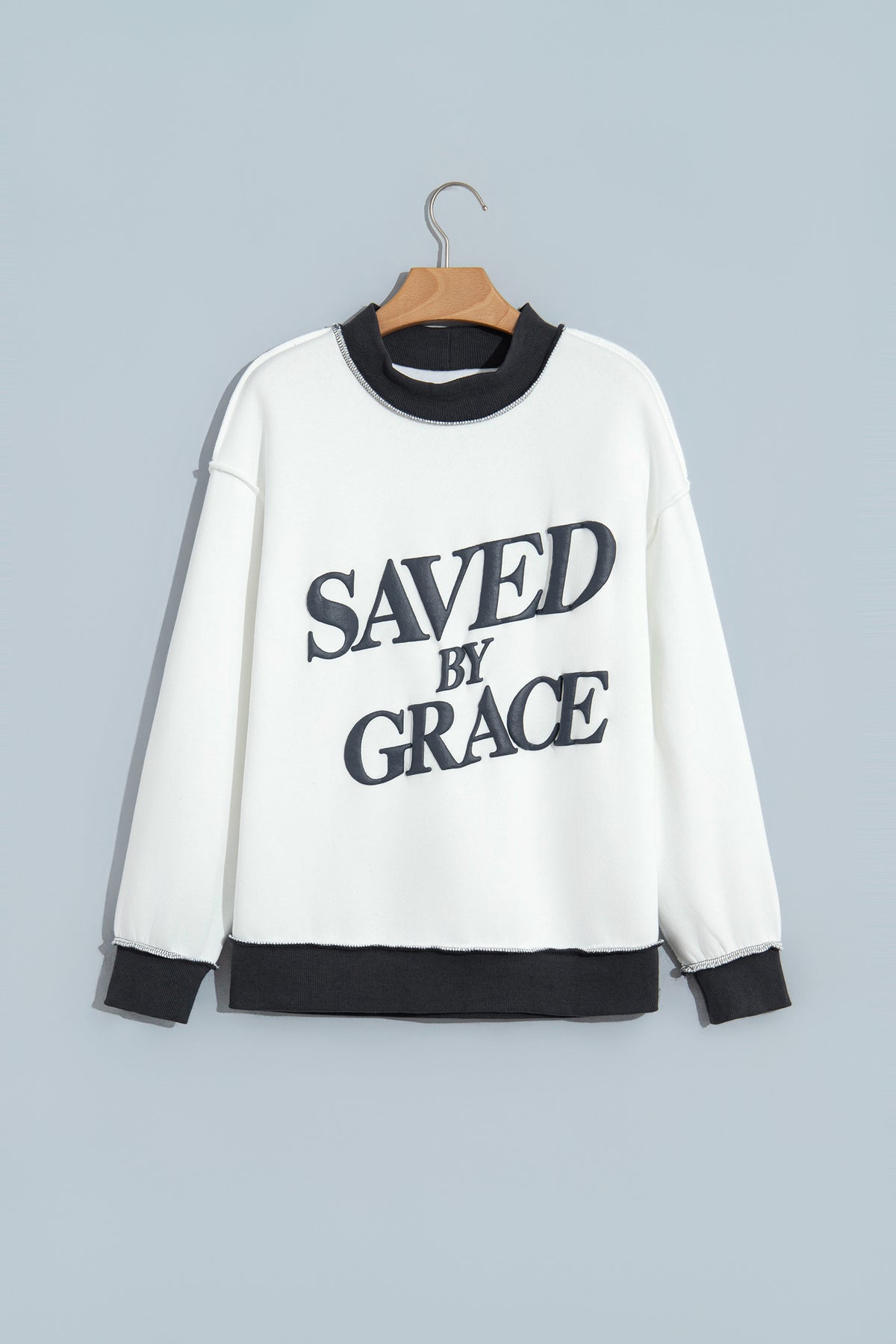 Saved By Grace Block Mock Neck Sweatshirt