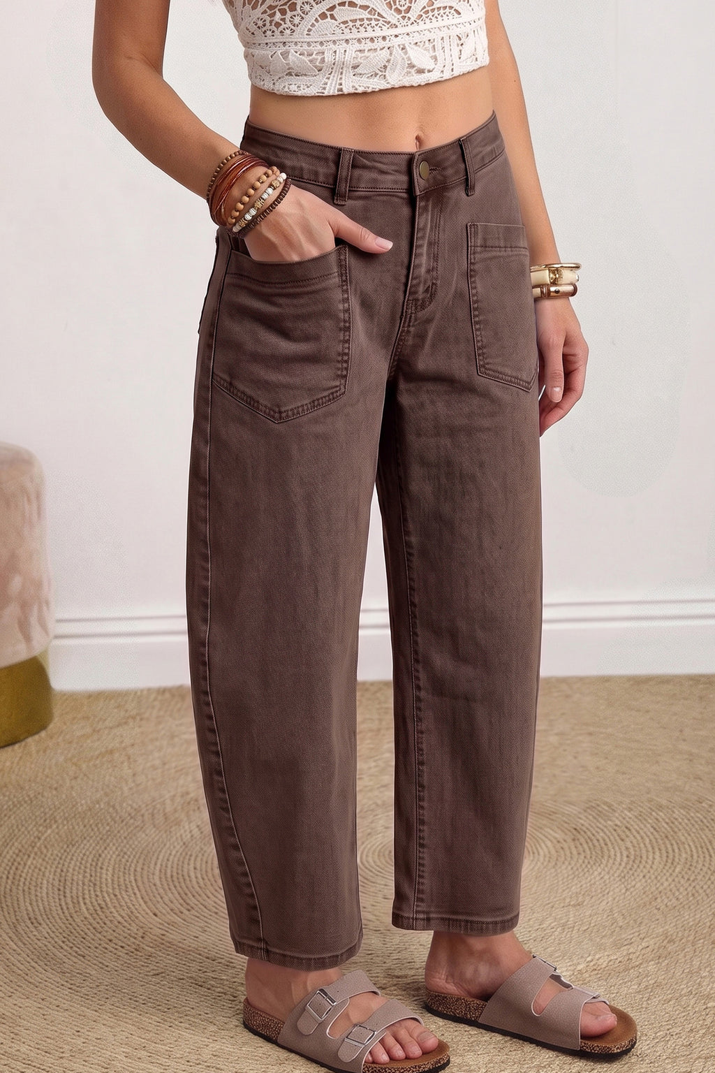 Ankle-length Barrel Jeans