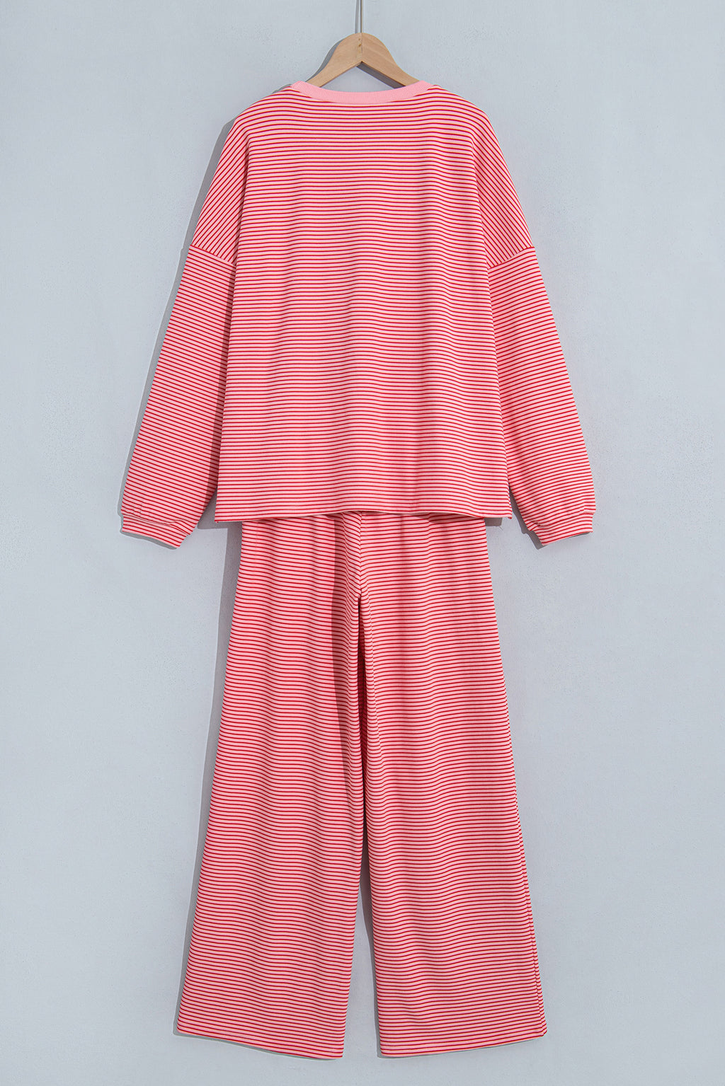 Striped Drop Shoulder Long Sleeve Pant Set
