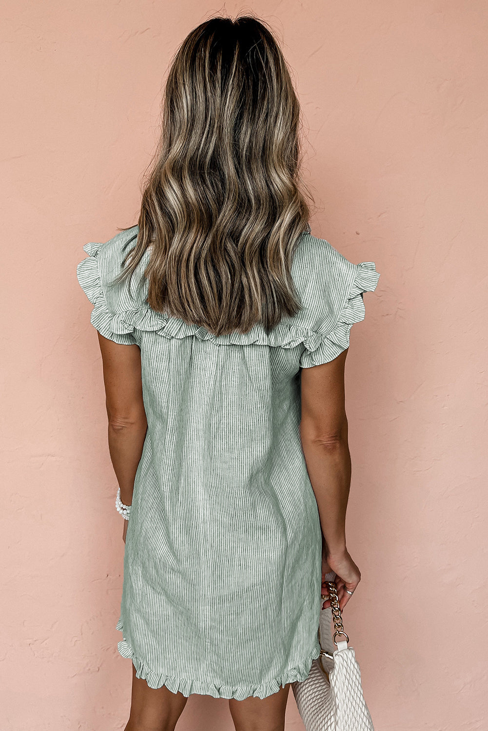 Green Stripe Button Dress