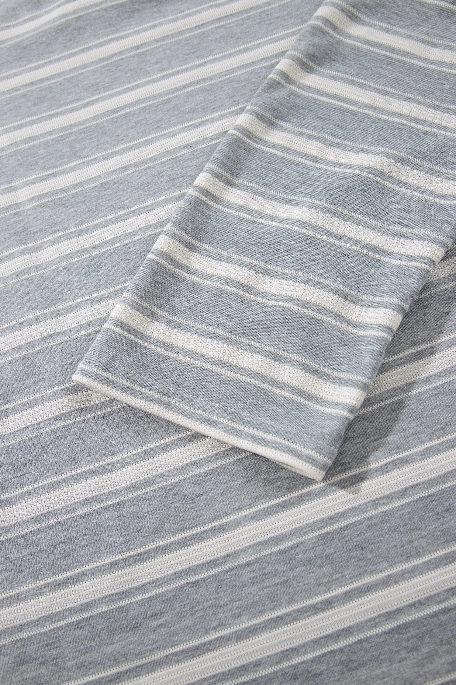 Gray Stripe Long Sleeve Relaxed Fit Shirt