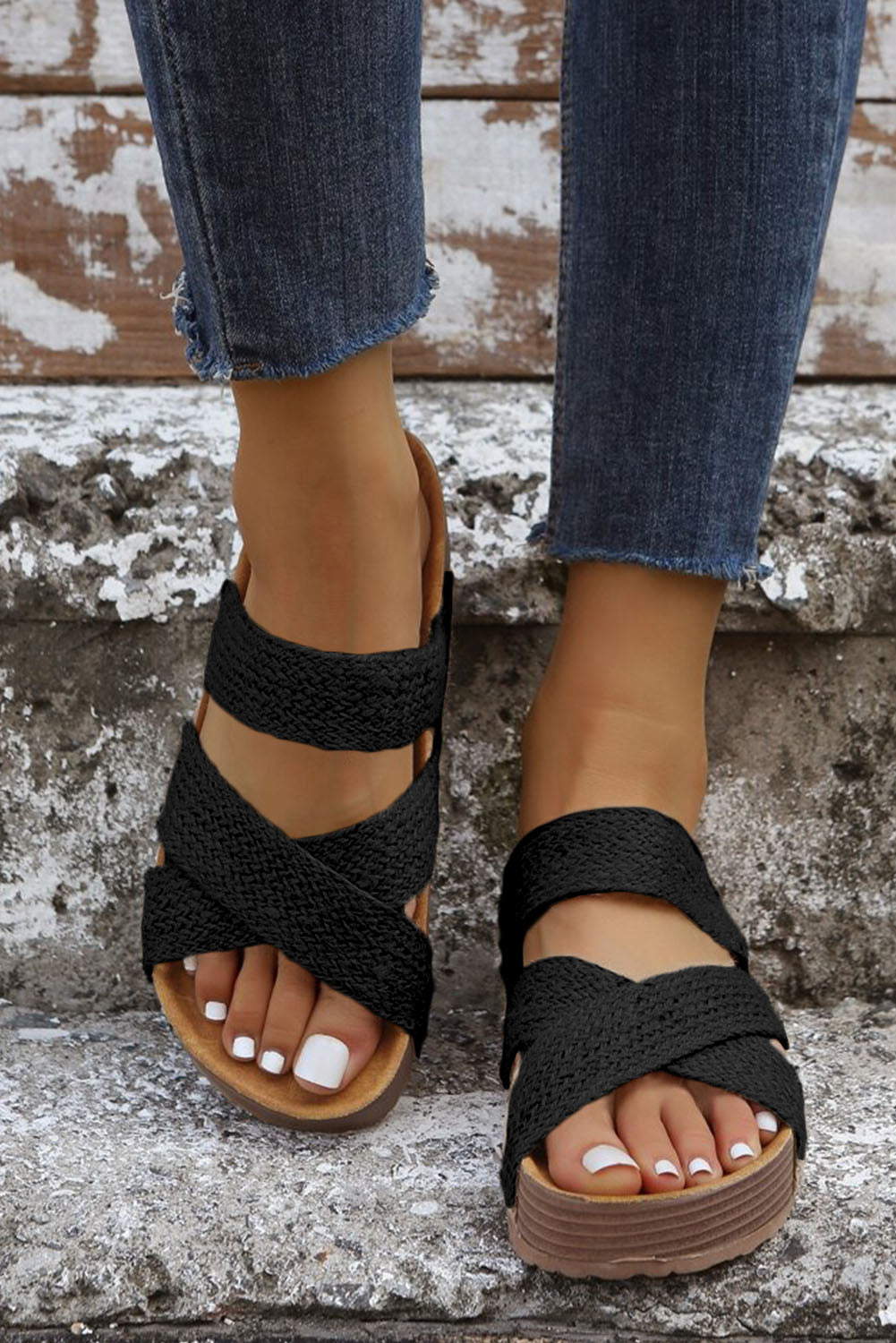 Beige Woven Sandals
