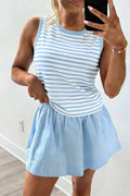 Sky Blue Stripe Tank & Mini Skort Set