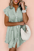 Green Stripe Button Dress
