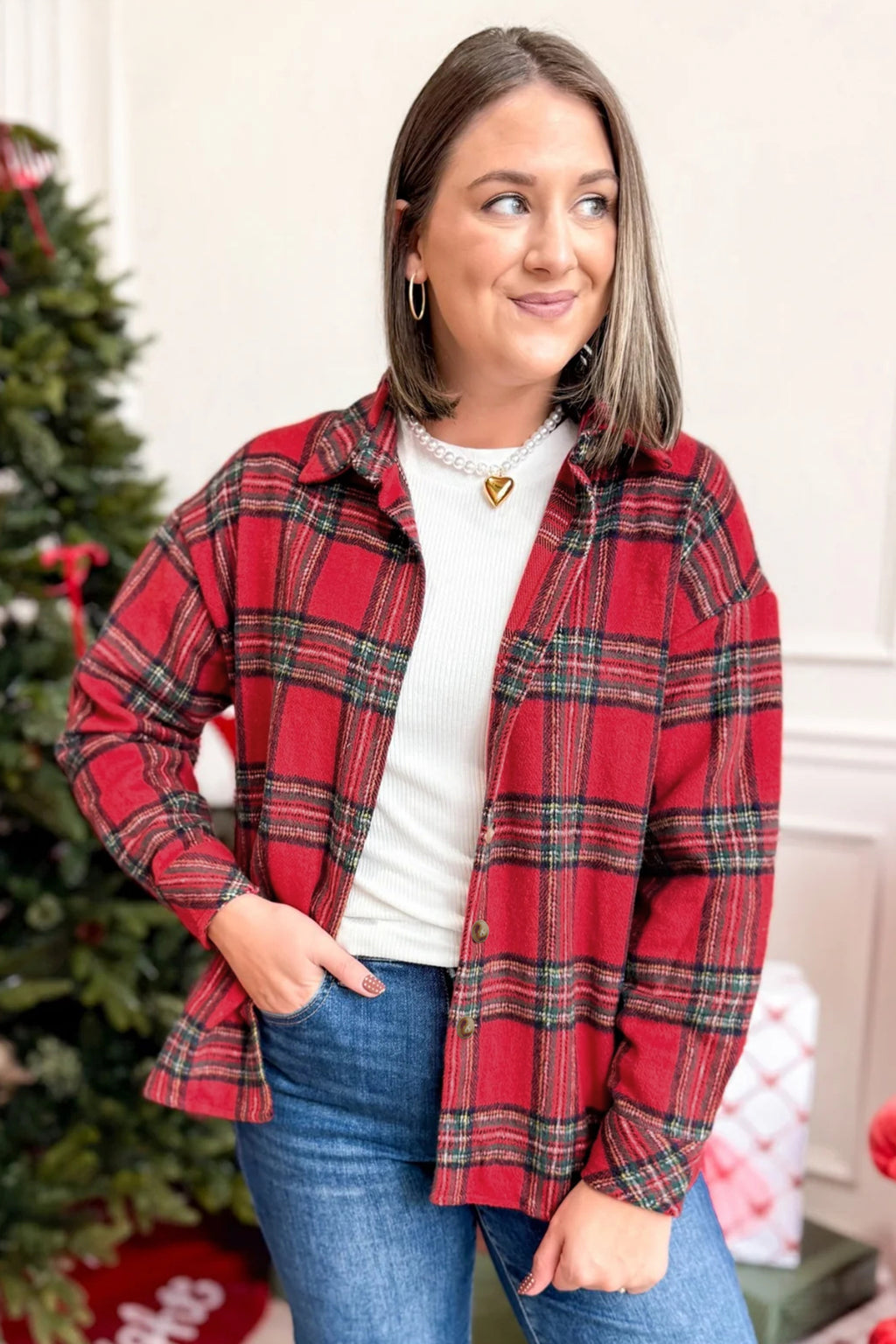 Red Plaid Button-up