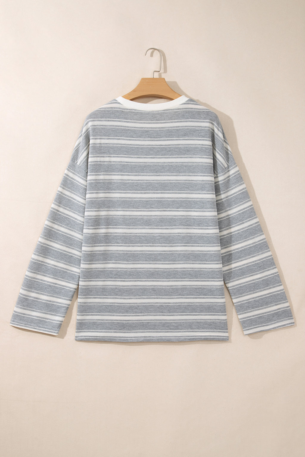 Gray Stripe Long Sleeve Relaxed Fit Shirt