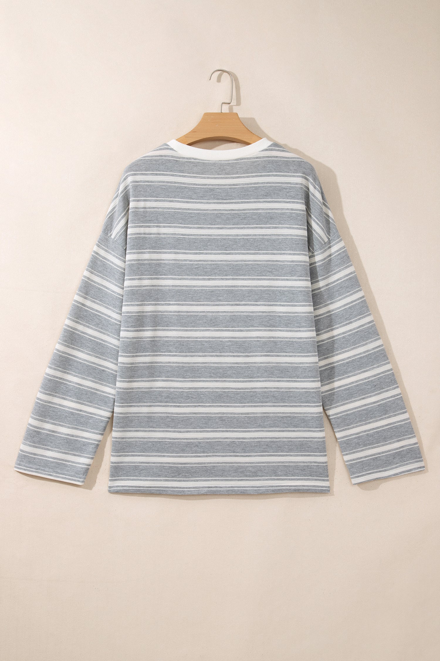 Gray Stripe Long Sleeve Relaxed Fit Shirt