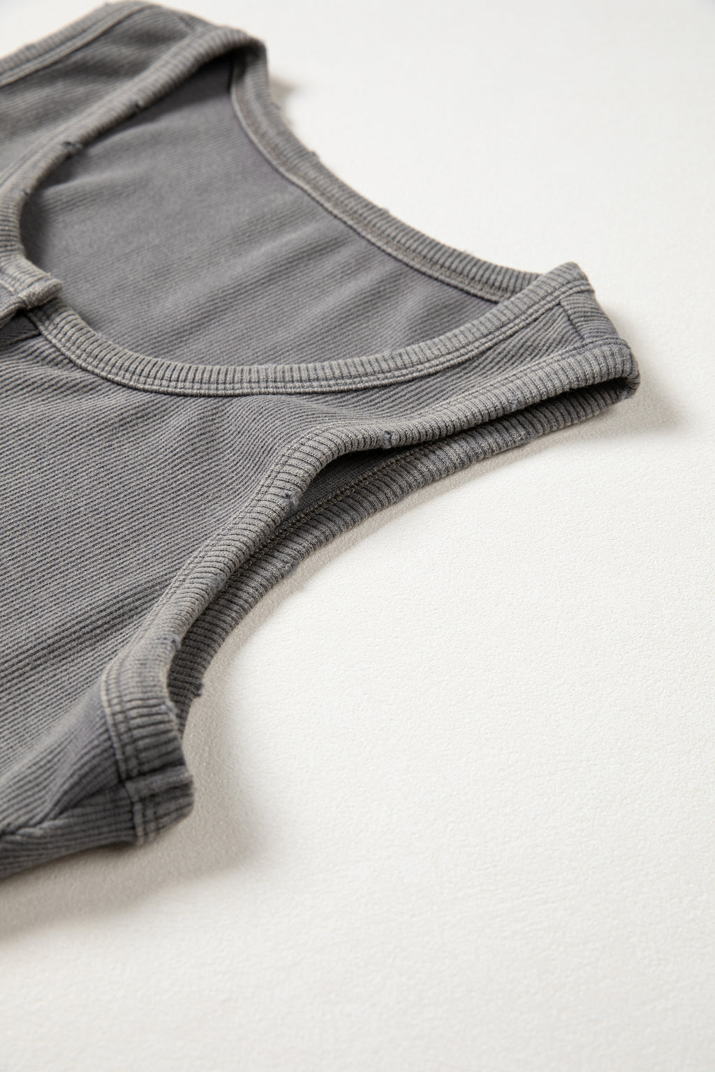 Distressed Mineral Wash Ribbed Tank