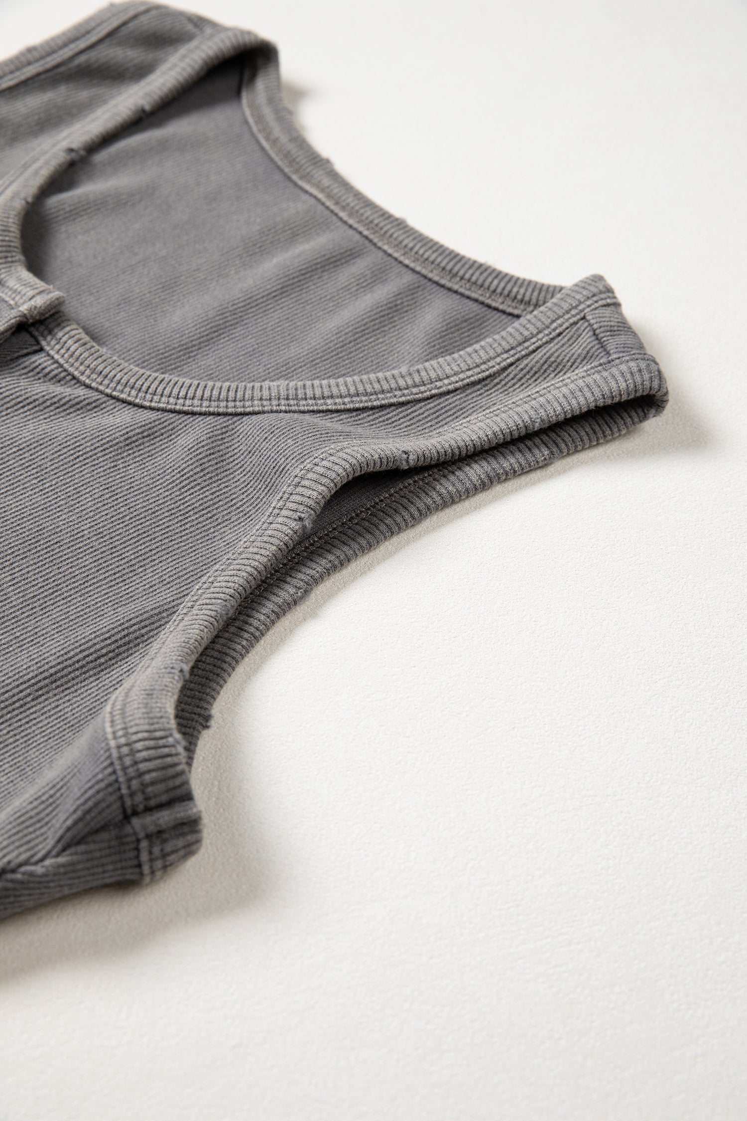 Distressed Mineral Wash Ribbed Tank